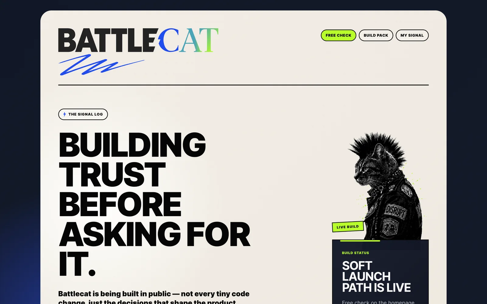 Battlecat signal log page.